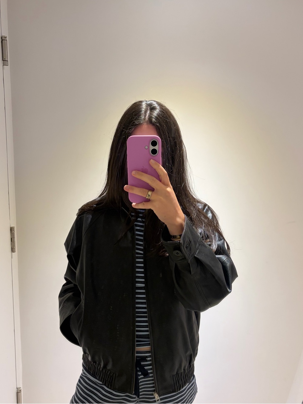 Wilfred Black Faux Leather Bomber Jacket